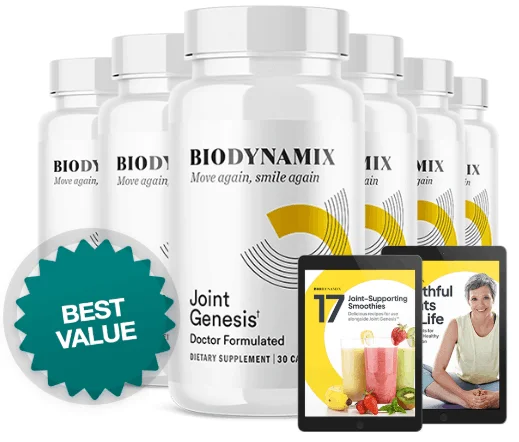Joint Genesis supplement bottle for joint comfort and mobility support